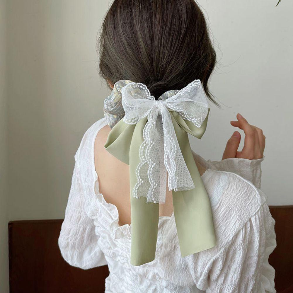 Dây Cột Tóc Màu Xanh Lá Bản Lớn Thời Trang Cho Nữ
