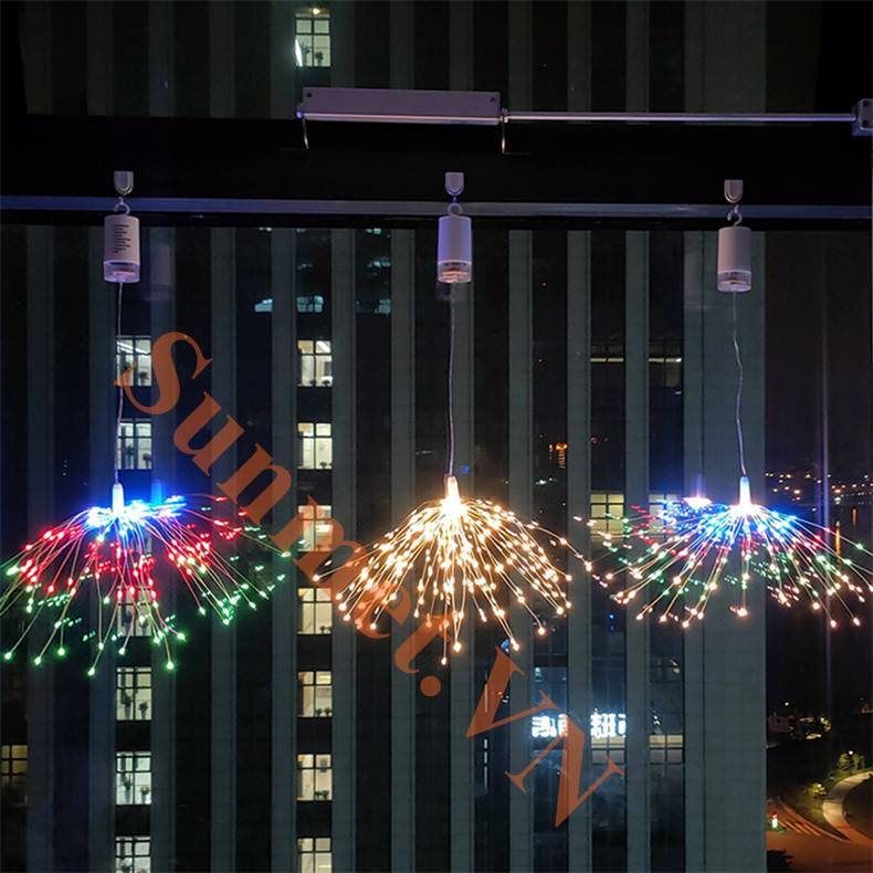 Đèn Pháo Hoa Thả Treo Trang Trí Ngày Tết Kèm Điều Khiển Từ Xa Chớp Nháy 8 Chế Độ Sáng, tt noel