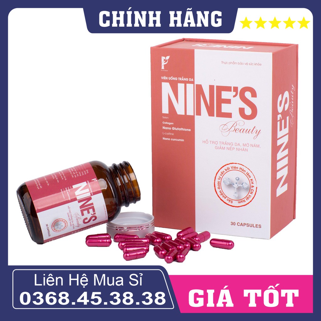 CHÍNH HÃNG Viên Uống Trắng Da, Mờ Nám, Giảm Nếp Nhăn Nines Beauty