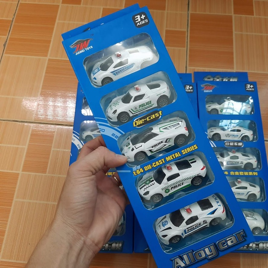 Xe ô tô cảnh sát mini die cast bằng hợp kim và nhựa tỉ lệ 1:64