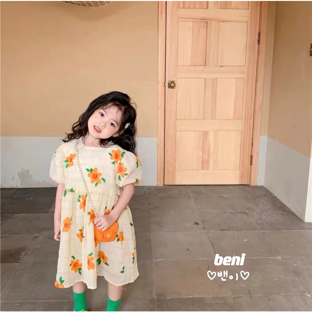 Váy Bé Gái Đầm Bé Gái 1-5 Tuổi Hoạ Tiết Hoa Nhí Dễ Thương Chất Vải Thô Mát Không Gây Kích Ứng Da - beni -04