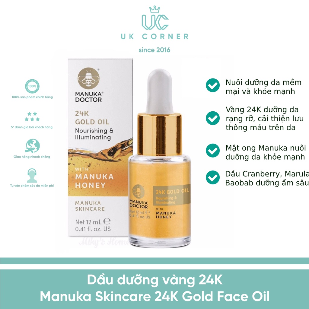 Dầu dưỡng tinh chất Gold 24K Manuka Doctor 24K Gold Face Oil