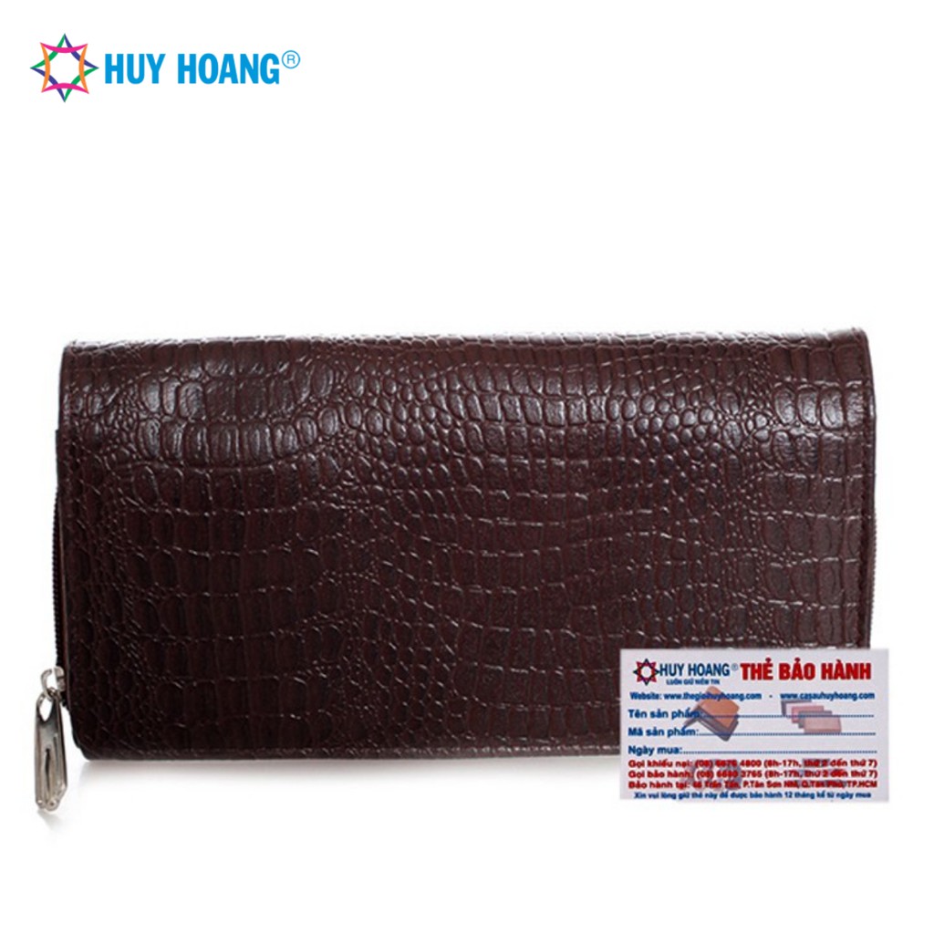 Ví da nữ vân cá sấu nhiều ngăn màu nâu LS3134