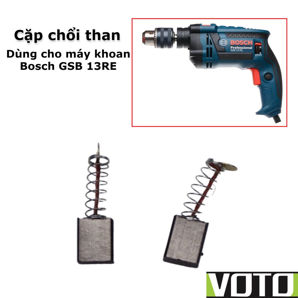 Cặp chổi than thay thế cho chổi than máy khoan Bosch GSB 13RE, khoan vali Bosch