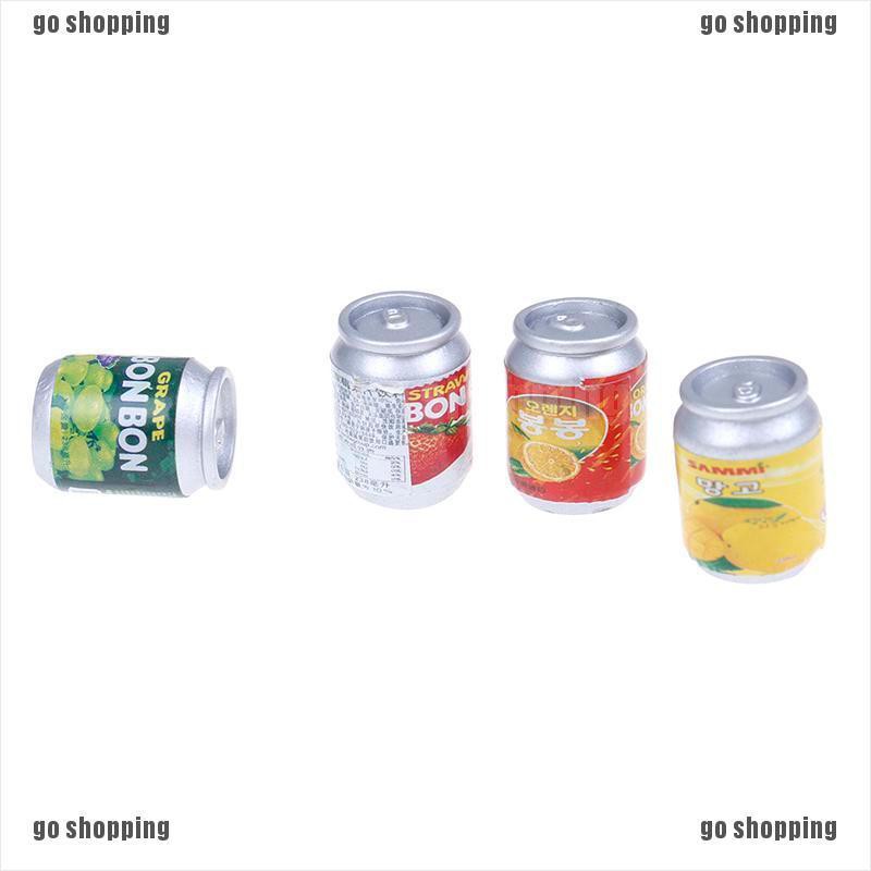 {go shopping}4Pcs 1:12 Dollhouse miniature drink cans doll house kitchen accessories