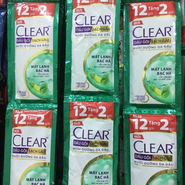 Dây Dầu Gội Clear Mát Lạnh Bạc Hà ( dây 14 gói ) .