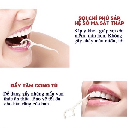 Hộp 50 Chiếc Tăm Chỉ Nha Khoa Sợi Chỉ Mảnh Giúp làm Sạch - Chỉ nha khoa bảo vệ răng miệng chống sâu răng