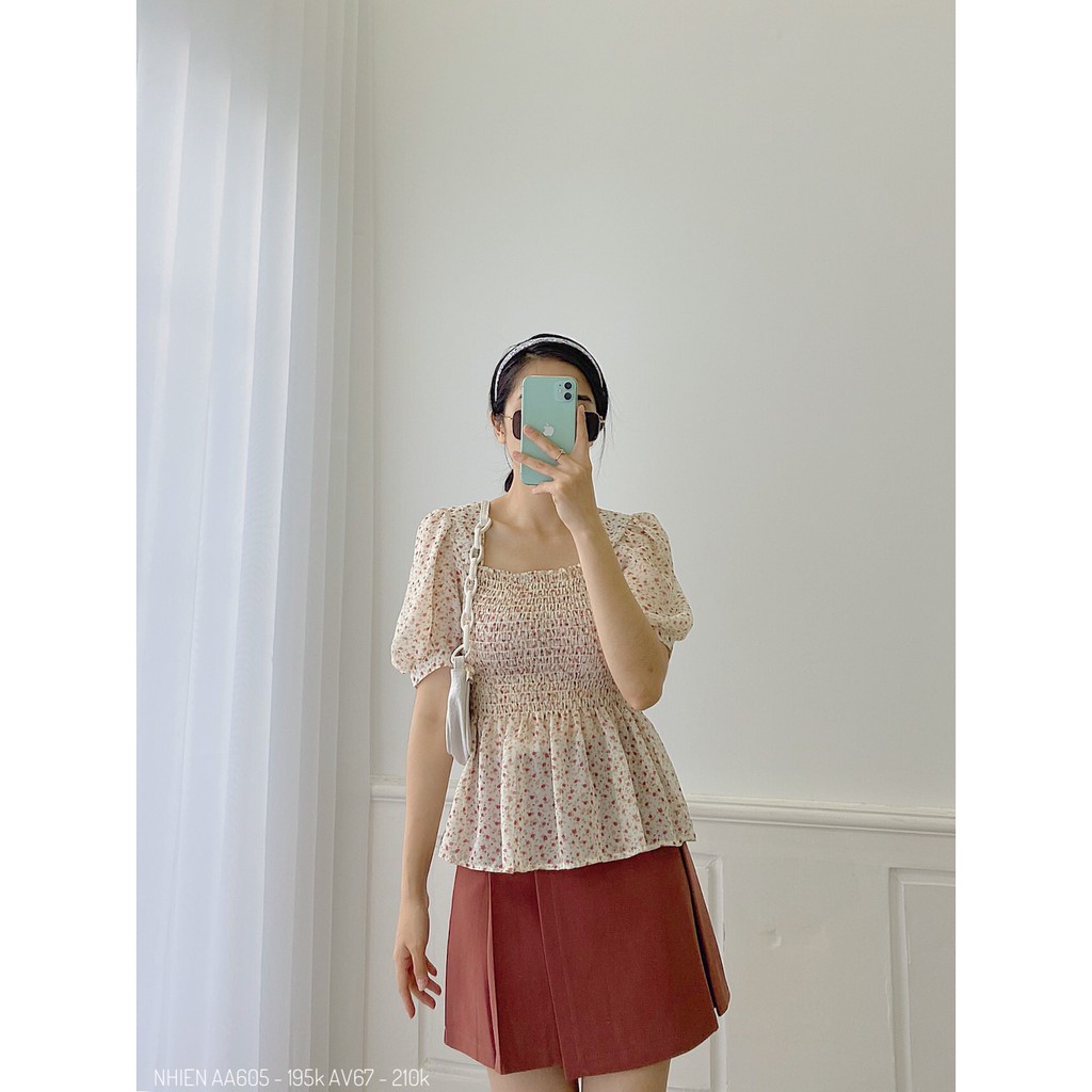 [Mã WASKT304 giảm 15% tối đa 30K đơn 99K] Áo Hoa Nhí Bo Ngực Nhiên vintage | BigBuy360 - bigbuy360.vn