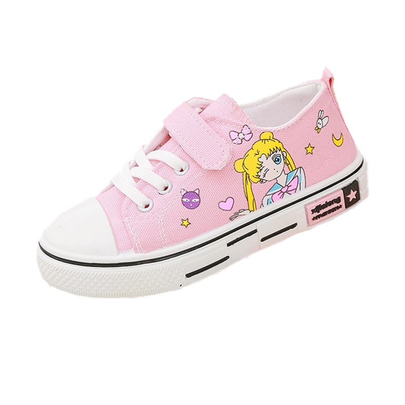 Giày Vải Canvas Cổ Cao In Họa Tiết Thủy Thủ Mặt Trăng Dễ Thương Thời Trang Cho Bé Gái 26-36