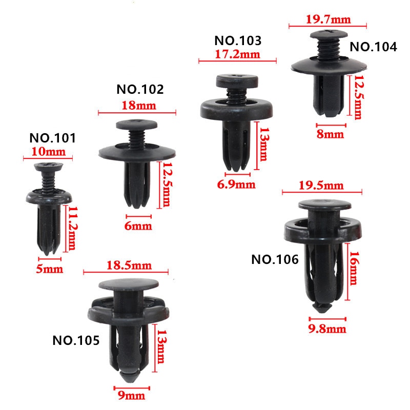 Set 20 Đinh Tán Nhựa 5mm 6mm 7mm 8mm 9mm 10mm Cho Cửa Xe Hơi Nissan