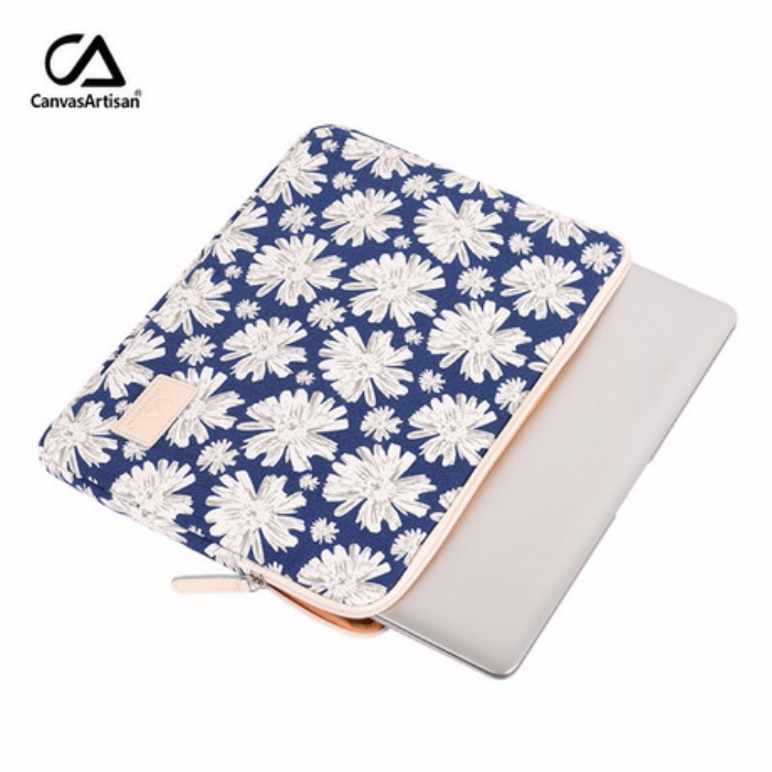 Túi chống sốc Laptop, Macbook Canvas Artisan Chính Hãng Hình Daisy chống sốc 6 chiều