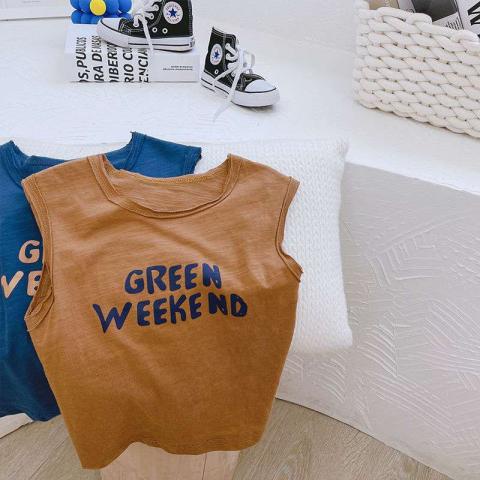 Áo ba lỗ bé trai, Áo ba lỗ sát nách GREEN Week cho bé chất cotton diện hè sz từ 6-28kg- Kidshouse