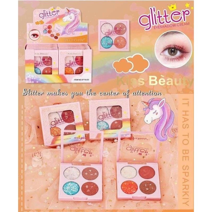 Nhủ Mắt Kim Tuyến 4 Ô Màu Tạo Điểm Nhấn Kiss Beauty Glitter Eyeshadow No.87116 | BigBuy360 - bigbuy360.vn