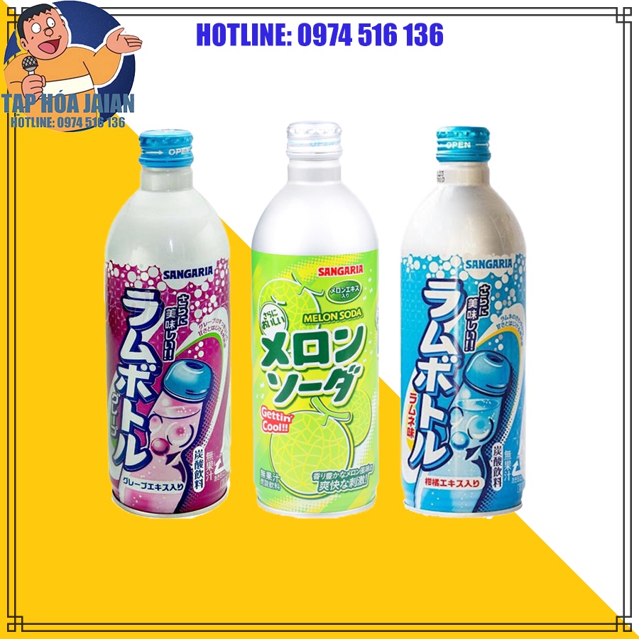 Nước Giải Khát Soda Sangaria Nhiều Vị Chai Nhôm 500ml [DU] Nhật Bản