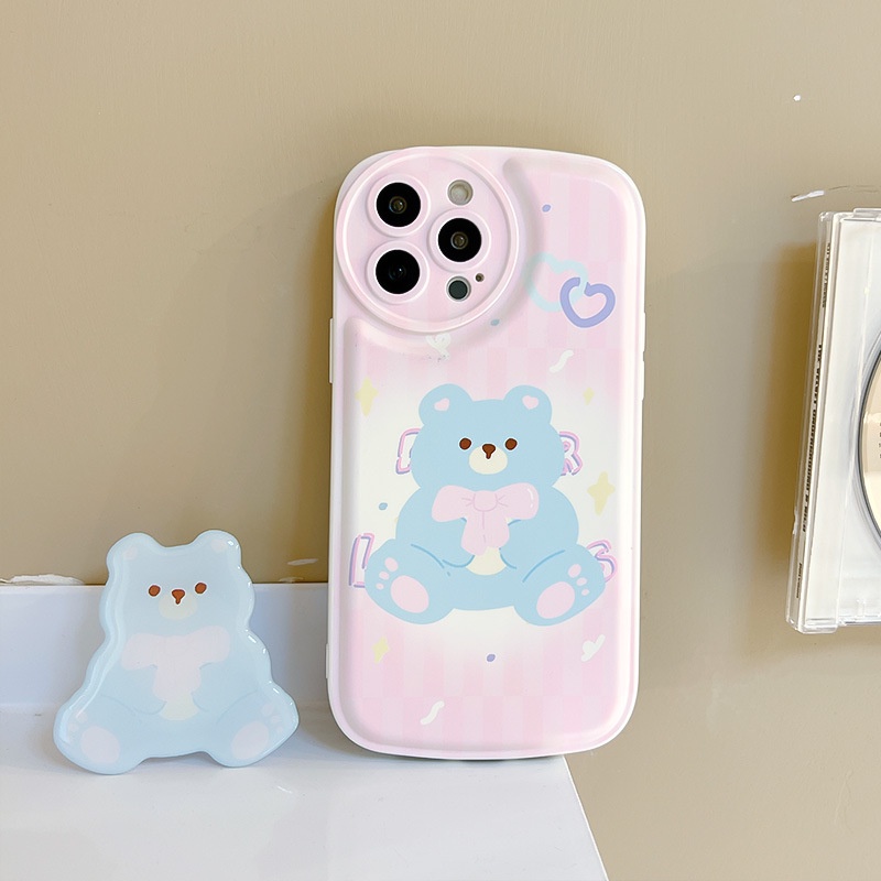 Ốp lưng iphoneỐp Điện Thoại  Hình Gấu Có Giá Đỡ Cho iPhone 11 Pro Max 13 Pro Max 12 Pro Max 7Plus xr XS MaxDinuo case