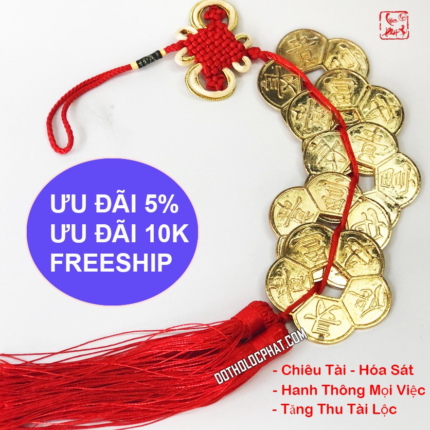 Dây 5 Đồng Ngũ Phúc Hoa Mai Mạ Vàng Đường Kính 6cm