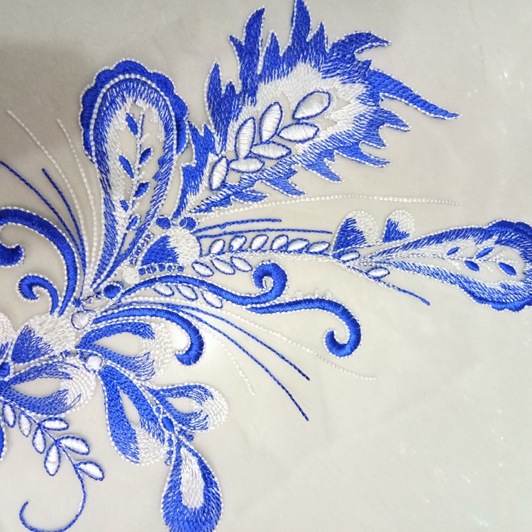 Miếng Vải Ren Thêu Hoa Đính Đá Sapphire Tinh Tế Thời Trang May Vá Quần Áo Diy