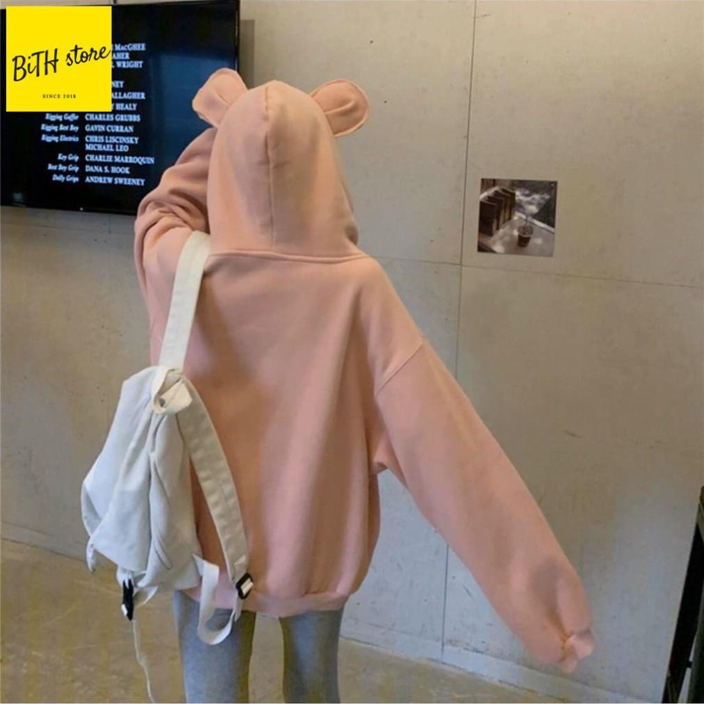 [TAI THỎ] Áo khoác nỉ nữ form rộng có mũ gắn tai thỏ trên mũ cực cute | BigBuy360 - bigbuy360.vn