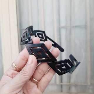Combo 3 cái Bờm cài tóc thoi đôi đen bóng (bản 3cm)