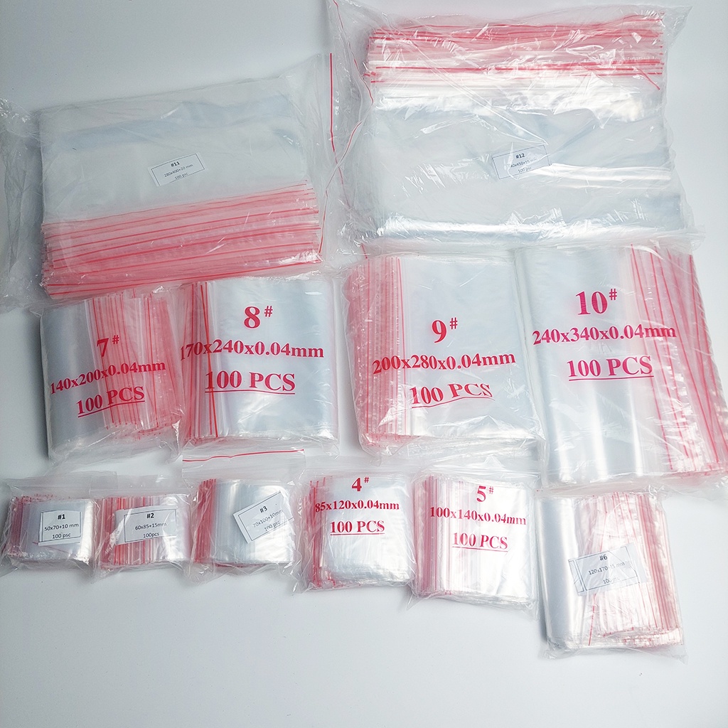 100 Túi Zip Chỉ Đỏ Bấm Mép - size 28 x 40 cm