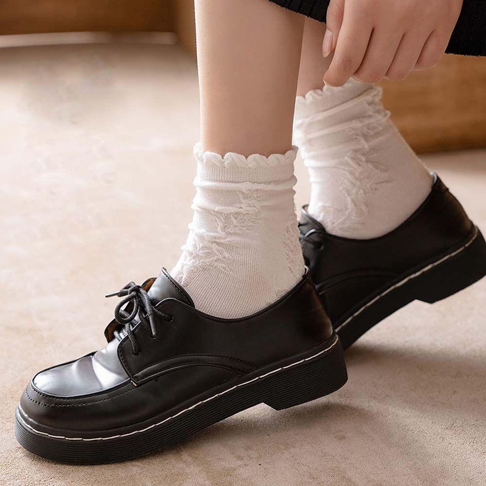 Tất Lưới Thoáng Khí Màu Trắng Đen Phong Cách Lolita Cho Nữ
