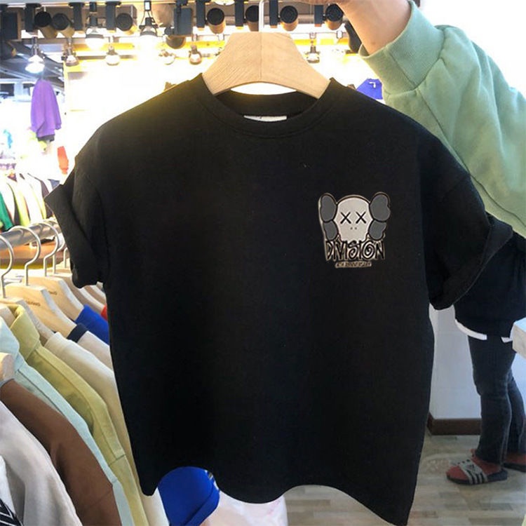 Áo Thun Cotton Tay Ngắn Dáng Rộng In Họa Tiết Hoạt Hình Dễ Thương Phong Cách Hàn Quốc Cho Bé