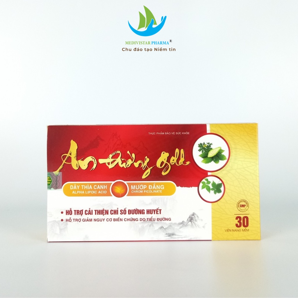 Viên Uống An Đường Gold MEDIVISTAR PHARMA Giúp Cải Thiện Đáng Kể Chỉ Số Đường Huyết, Hộp 30 Viên