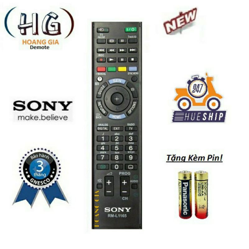 Điều khiển Tivi Sony RM-L1165 TV SONY các dòng LCD, LED, Smart TV. - Hàng tốt.