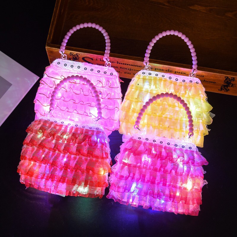 Túi xách Mini đèn led cho bé gái đi chơi trung thu, lễ hội, chợ đêm.