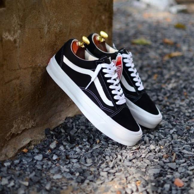 Giày thể thao VANS VAULT OLD SKOOL đen kẻ trắng nhung nỉ cao cấp 2021