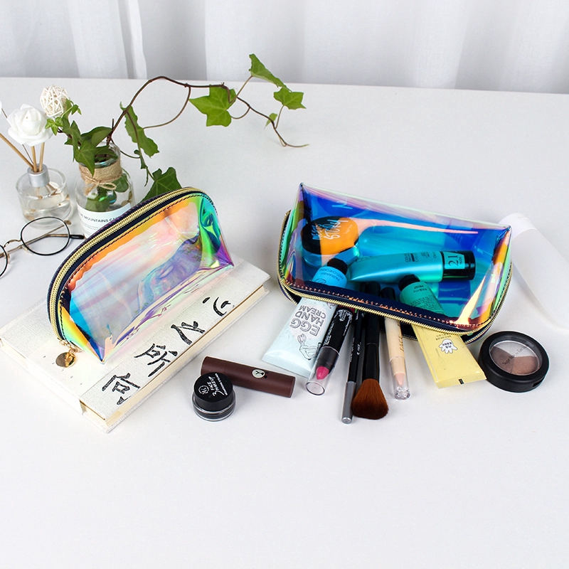 Korean style laser color transparent PVC cosmetic bag