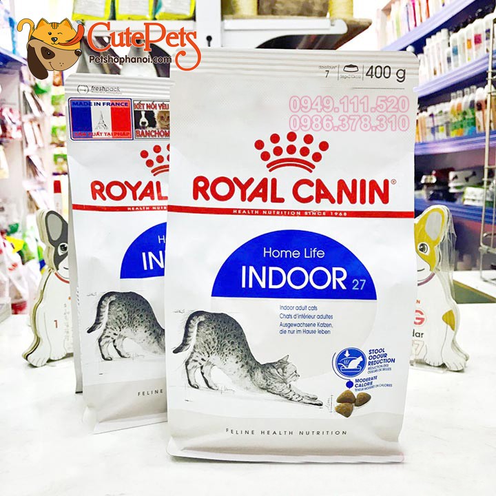 Hạt cho mèo Royal Canin Indoor 27 400g Thức Ăn Cho Mèo Nuôi trong Nhà Ít Vận Động - CutePets