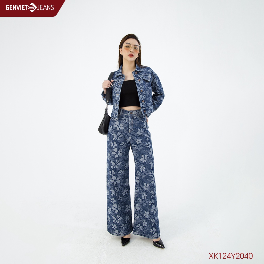 Áo Khoác Nữ Crop Top Oversize GENVIET XK124Y2040