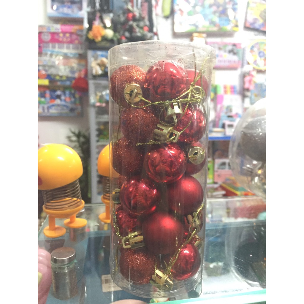 Set 24 quả châu đính kim tuyến dùng cho trang trí cây thông Giáng sinh