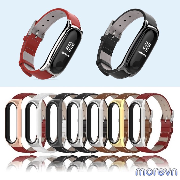 Dây đeo da bò viền cong CS Mi band 4, mi band 3 chính hãng Mijobs