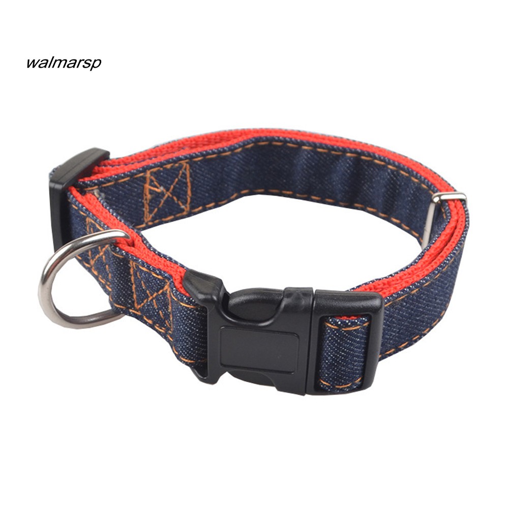 ZZ_Pet Dog Puppy Denim Adjustable Soft Collar Buckle D-ring Necklace Neck Strap