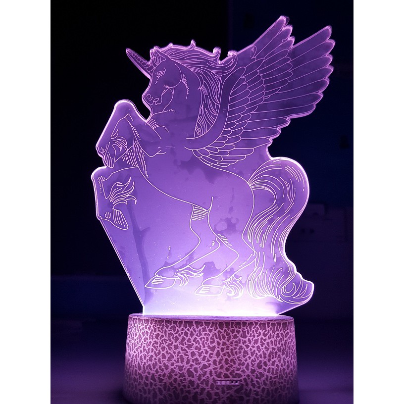 LED 3D cảm ứng 7 màu hình con ngựa