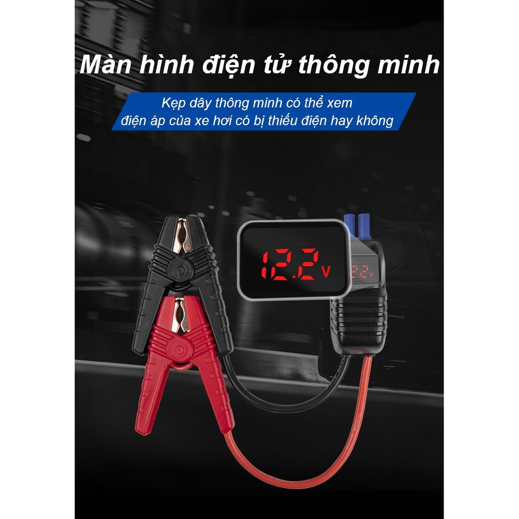 Bộ kích bình ô tô 750A - 1500A chuyên dụng kiêm sạc dự phòng không dây 12000 mAh có đèn pin Michelin 4163ML