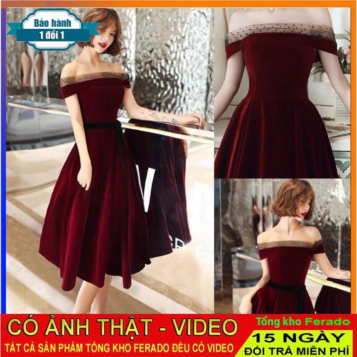 [ xả kho ] MiD Đầm nhung đỏ V1287 phối voan thiết kế Mie Design kèm ảnh thật
