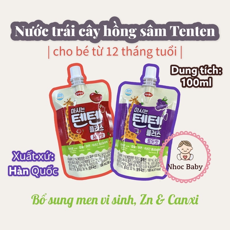 Nước trái cây hồng sâm Hanmi TenTen 100ml cho bé 12m+