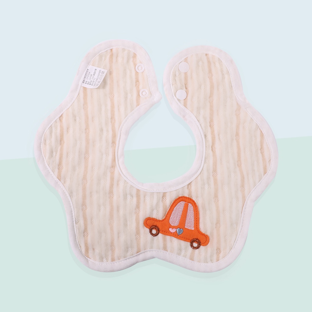 100% Yếm ăn bằng 100% cotton hình tròn chống thấm nước có thể điều chỉnh dễ thương dành cho trẻ em