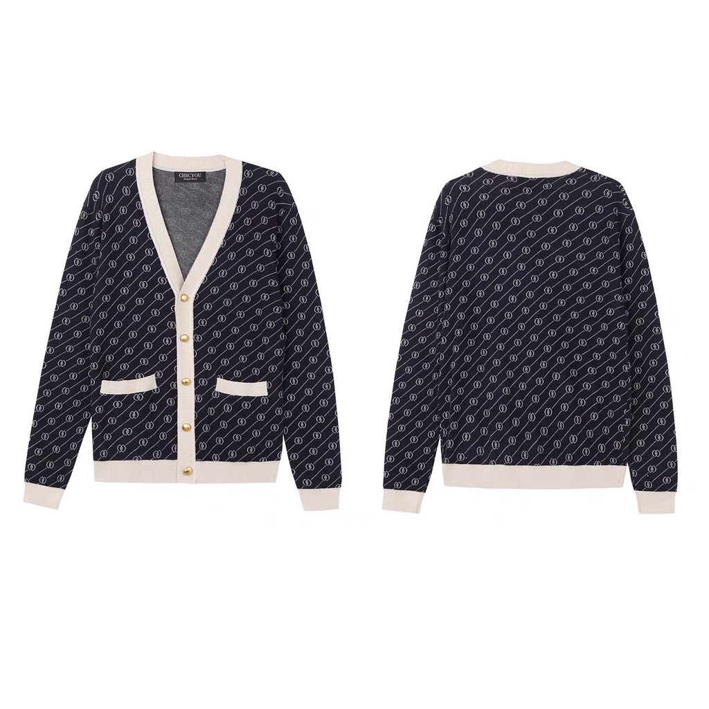 Áo cardigan nữ phối họa tiết GC  Áo khoác ngoài form rộng thiết kế 2 túi trẻ trung hàn quốc ANASHOP9X