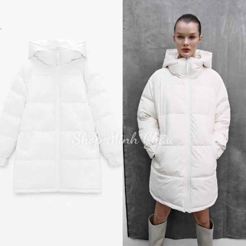 (Sẵn)Áo khoác phao trắng Zara aut canh sale