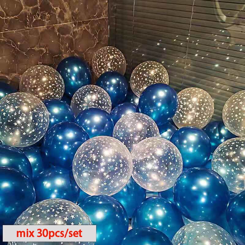 Set 20/30 bong bóng màu trơn + trong suốt hình sao 12 inch dùng trang trí tiệc cưới / sinh nhật