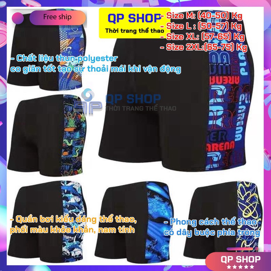 HÀNG CAO CẤP -  Quần Bơi Nam Dạng Đùi Họa Tiết 2 Bên Hông Đủ Size Chất Thun Co Giãn 4 Chiều Chống Thấm Nước Thoải Mái QP | BigBuy360 - bigbuy360.vn