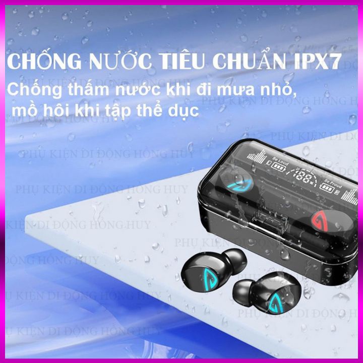 Tai nghe bluetooth S10 Pro V5.2 cao cấp, cảm ứng vân tay, Chống nước tiêu chuẩn IPX7 nghe nhạc 10h, kiêm sạc dự phòng