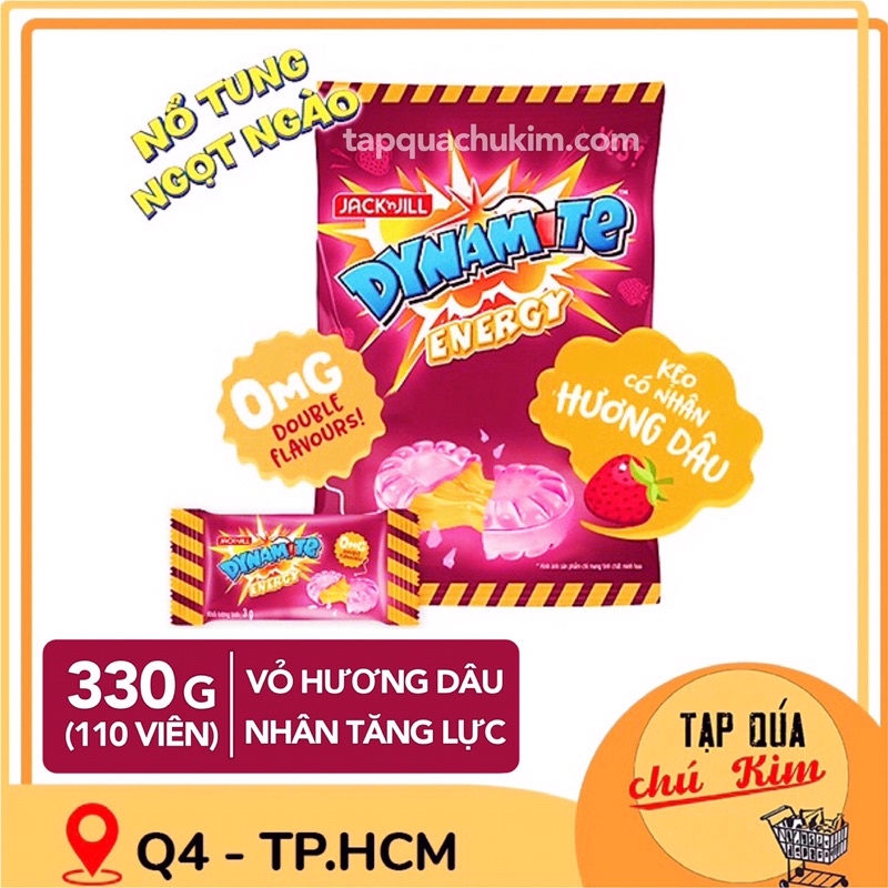 Kẹo DYNAMITE hương DÂU nhân TĂNG LỰC bịch 330G
