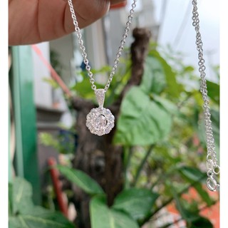 Dây chuyền nữ mặt đá tròn bạc ta s925 xinh xắn