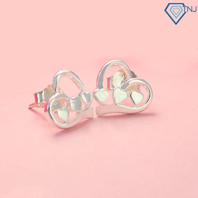 Khuyên tai nữ bạc đẹp hình trái tim BTN0113 Trang Sức TNJ