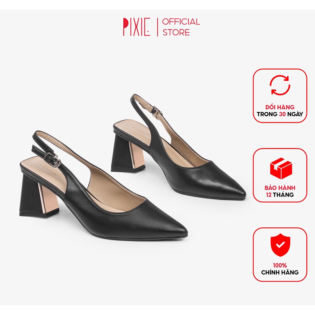 Giày Cao Gót 7cm SlingBack Gót Ốp Kim Loại X979 Pixie
